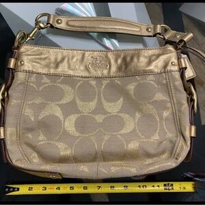 Coach Gold and Tan Classic Shoulder Bag with Dust Bag